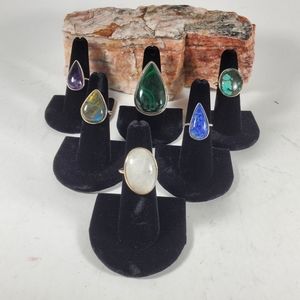Lot of Gemstone Rings Statement Pieces